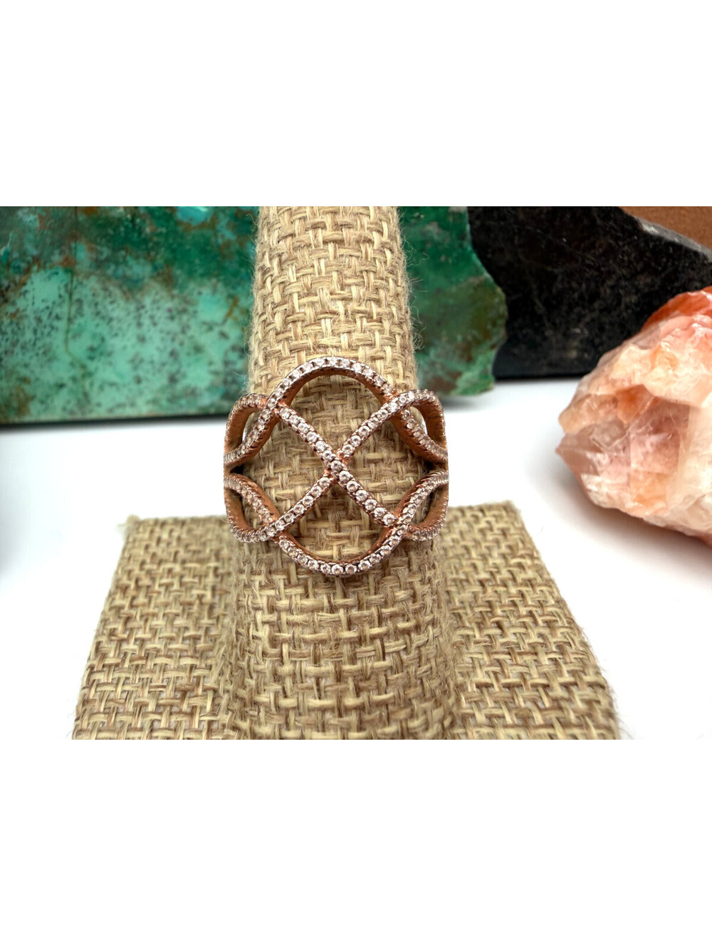 Vintage Dyadema Italy Openwork Criss-Cross 925 Sterling Silver Statement Ring